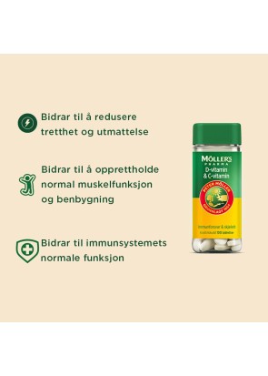 Купить Möllers Pharma D-vitamin & C-vitamin Комплекс D3+Витамин C 100 таблеток